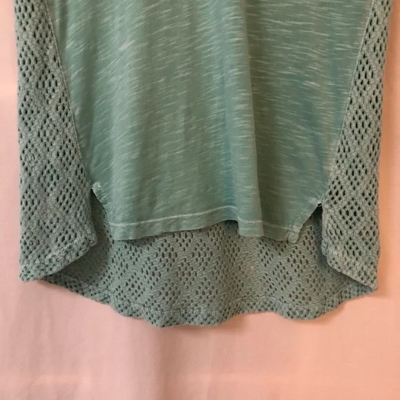 LUCKY BRAND Heathered Teal Top | Crochet Back | S - Picture 4 of 8